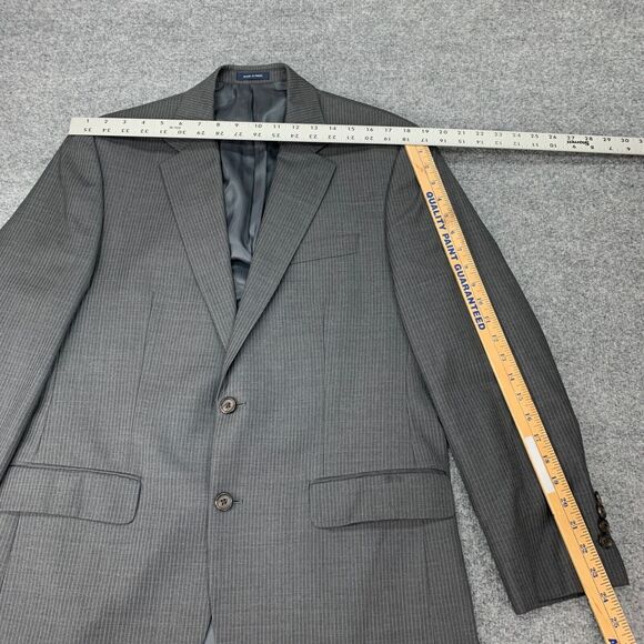 Ralph by Ralph Lauren Blazer Mens 41R Charcoal Grey Wool Shoulder Pads Striped - Picture 3 of 12